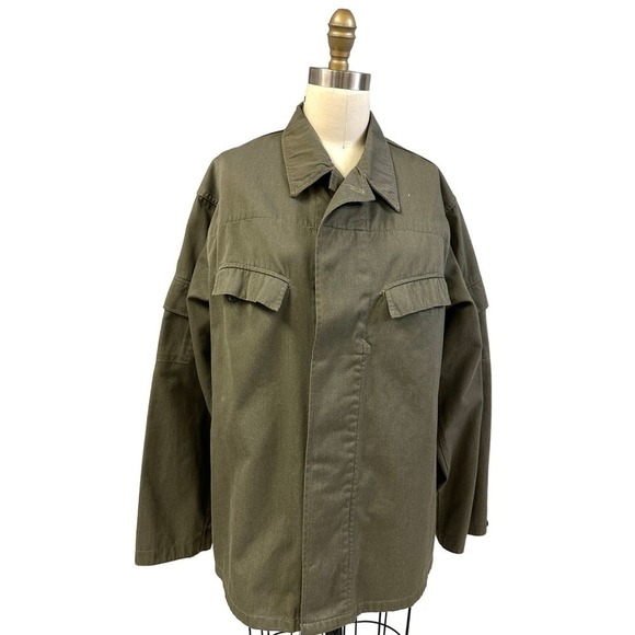 VTG Mens Green Cotton Military Style Jacket G52 L/XL - Picture 1 of 9
